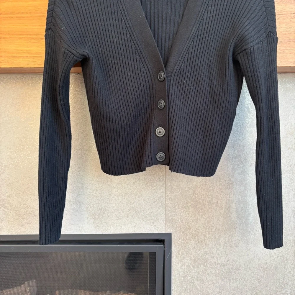 Abercrombie & Fitch Black Ribbed Cardigan - Picture 3 of 6